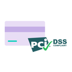 Icon of credit card and PCI-DSS Compliant logo